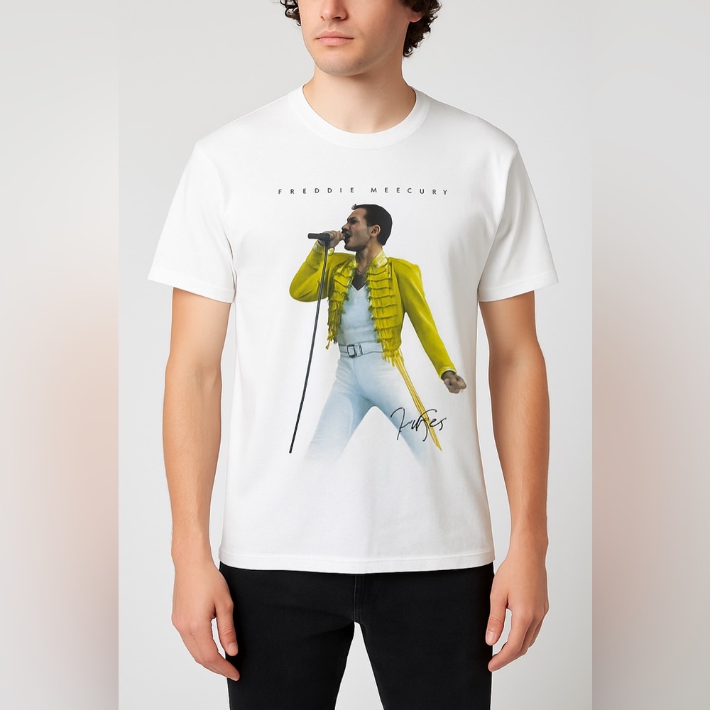 H&M Freddie Mercury Graphic T-Shirt White‎ Unisex M Rock Band Tee